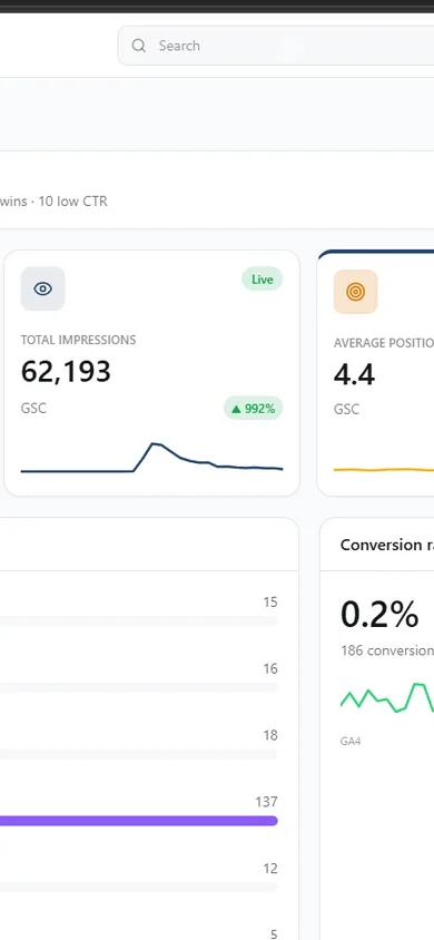 SEO Operations Workspace — mobile